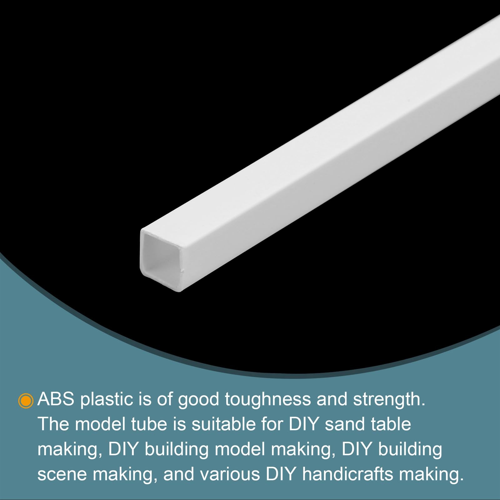 5 PCS 20 Inch Plastic Model Tube ABS Solid Square Bar 0.31×0.31 Inch White