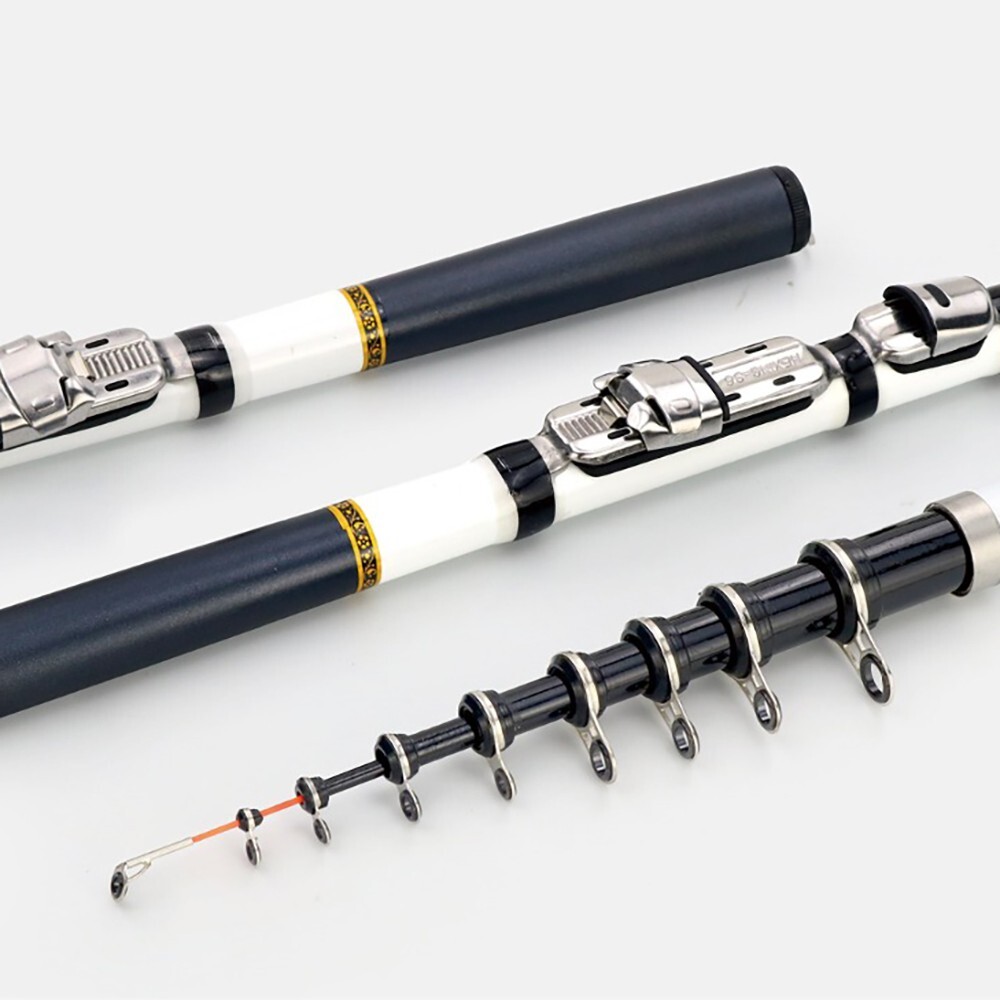 3M/9.84ft Carbon Fiber Telescopic Fishing Rod Ceramic Guide Ring Spinning Pole