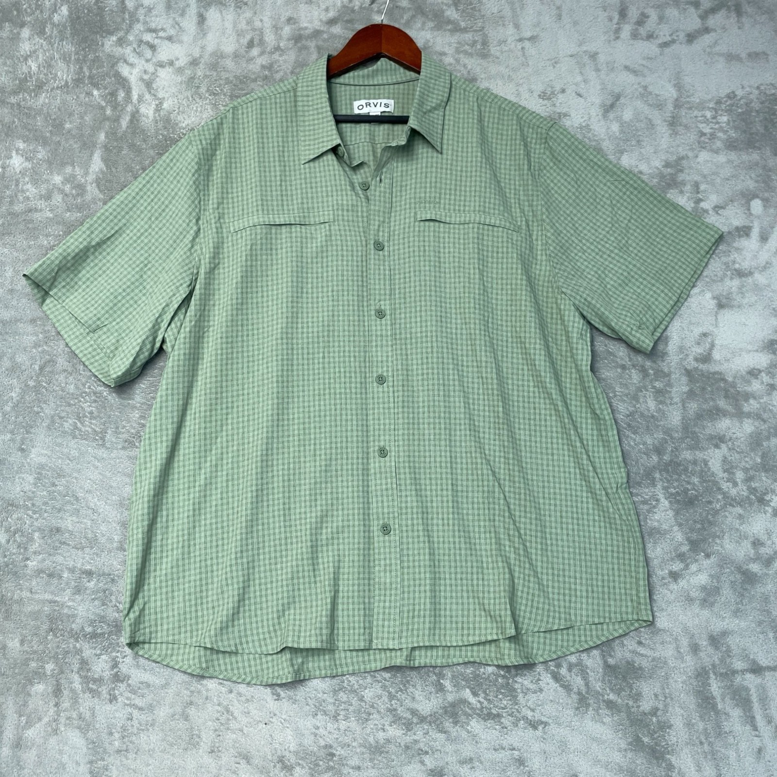 Orvis Men’s XXL Green Short Sleeve Tech Shirt UPF 30+ Quick-Dry Outdoor d1788