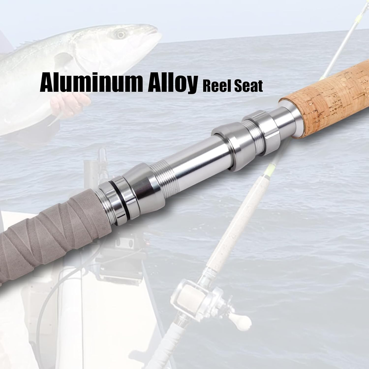 2-Piece Saltwater Offshore Trolling Rod Big Game Boat Fishing Pole 6′ 80-120lbs