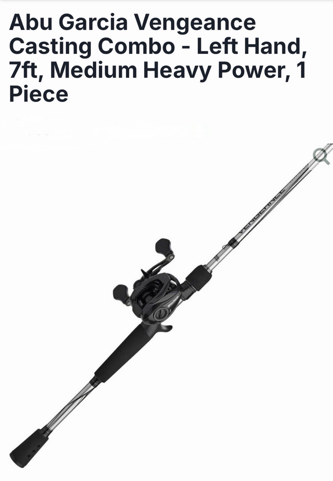 Brand New Abu Garcia Vengeance Casting Combo. Left Hand. 7 Ft. Med. Heavy Power