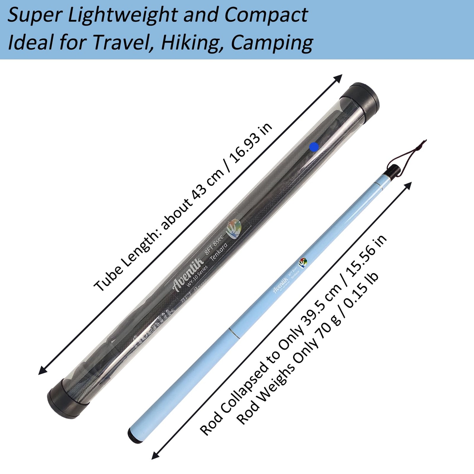 Aventik FreshStart Tenkara Fly Fishing Rod Blue 2.4M/8FT