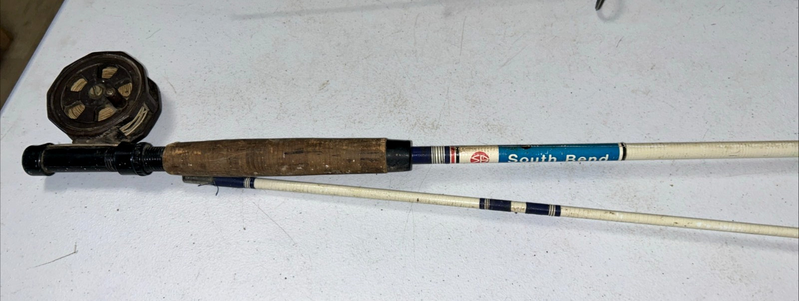 Vintage South Bend Fiberglass Fly Fishing Rod Vernley Trout Reel, 97″. 2 Piece