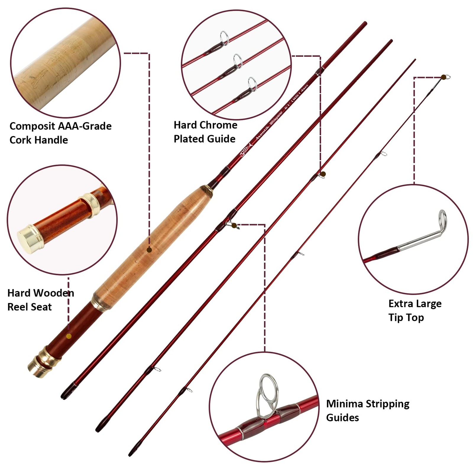 Whisperer Fly Fishing Rod 4 Pieces, (6’1” LW0/1 with Extra Tip)