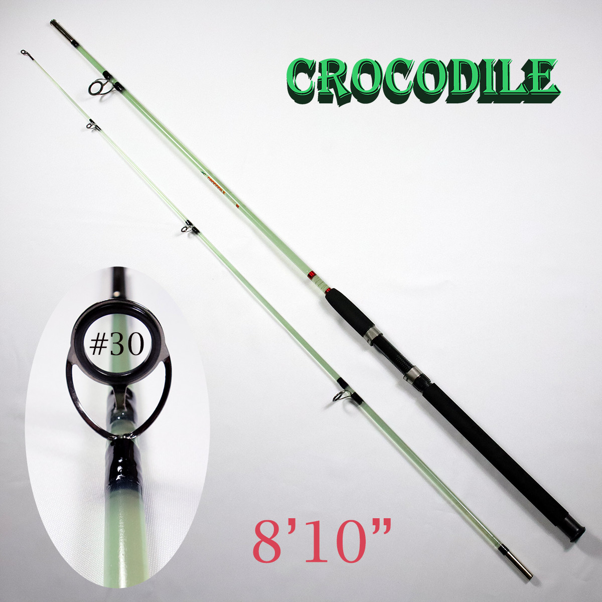 CROCODILE E-30 MH 8’10” TRANSPARENT solid fiberglass fishing rod~2 section