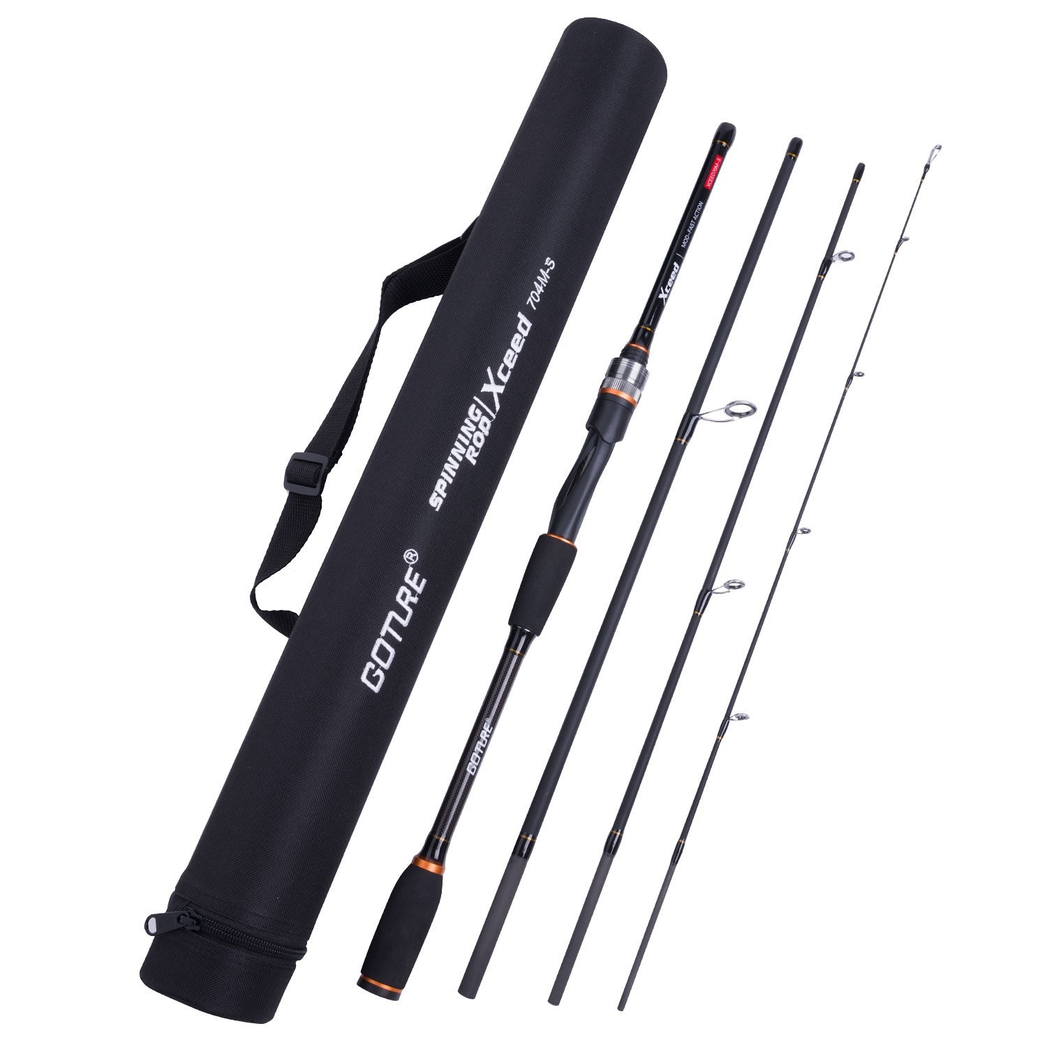 Goture O-Ring Travel Fishing Rod 4 Piece Pole Spinning 30-Ton Carbon Matrix