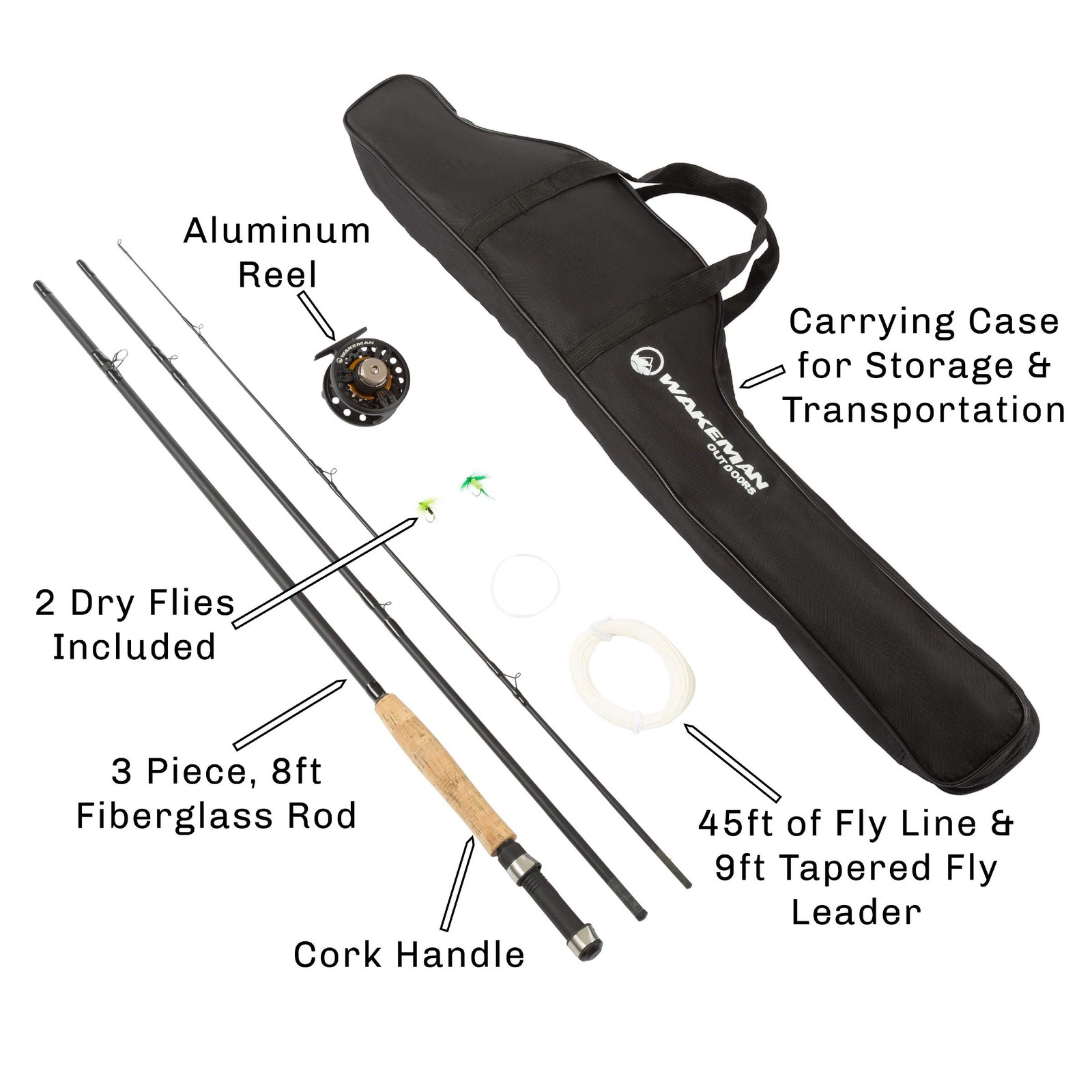 3-Piece Fly Fishing Rod And Reel Combo Starter Kit – 97-Inch Collapsible