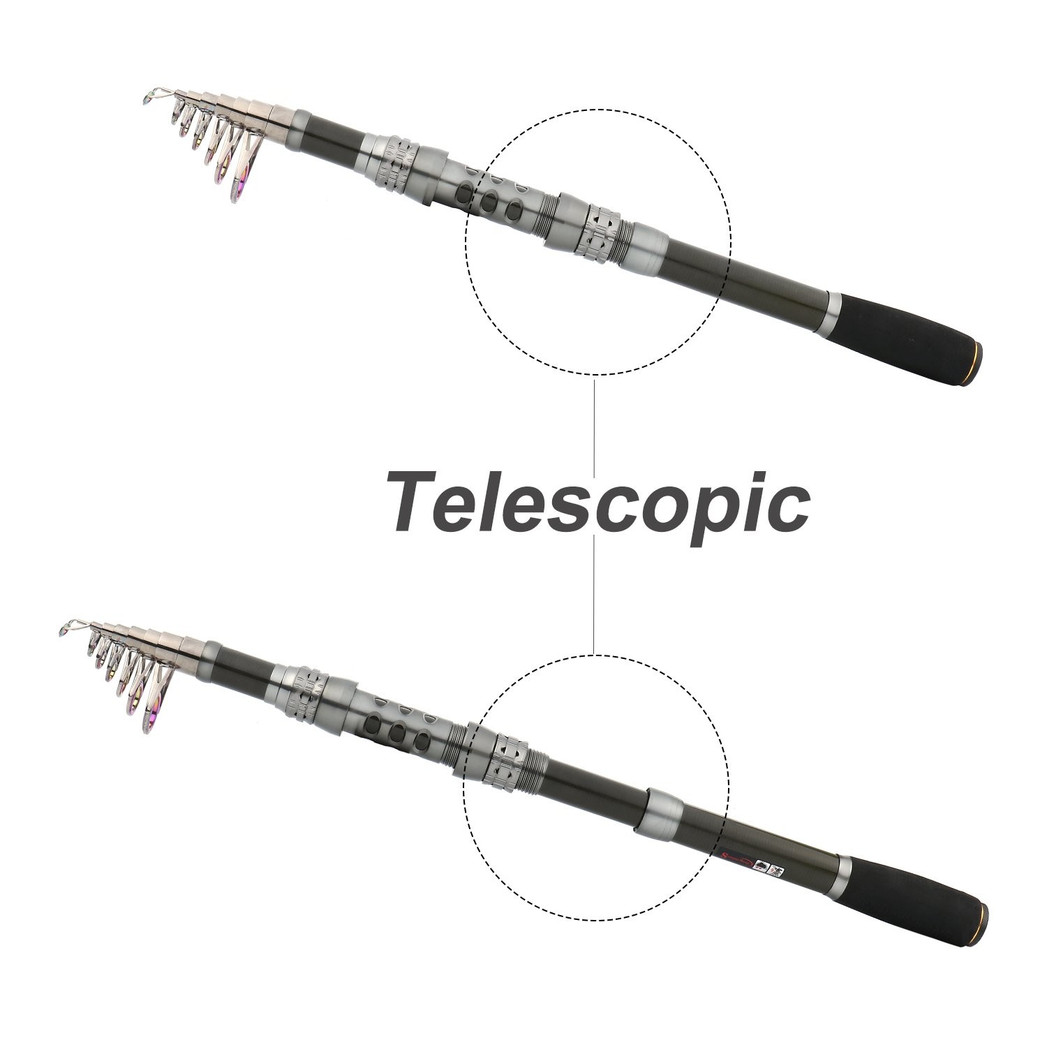 2.4M 7.87FT Telescopic Fishing Rod Durable Carbon Fiber Saltwater Boat Fishing