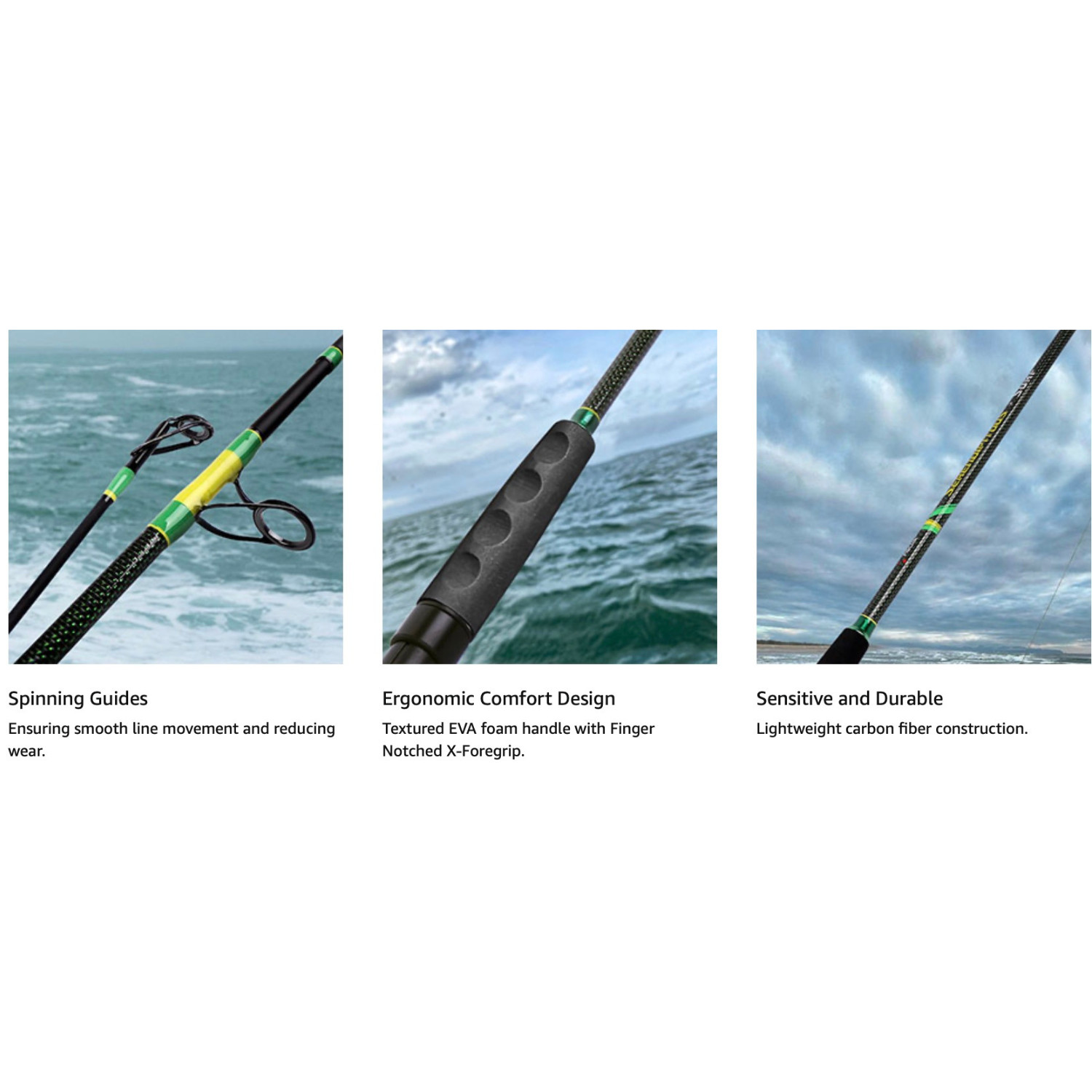Fiblink 9FT 2-Piece Spinning Rod Saltwater Surf Fishing Carbon Fiber