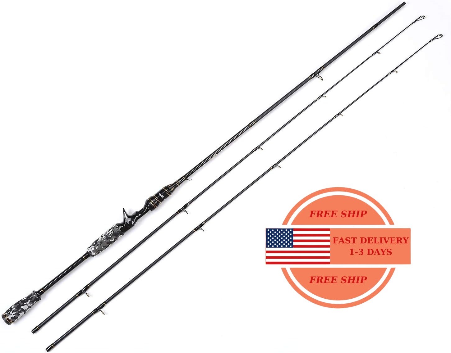 Serie E – Caña de fundición Camo Legend de 2 piezas y 7 pies, 24 toneladas fibra