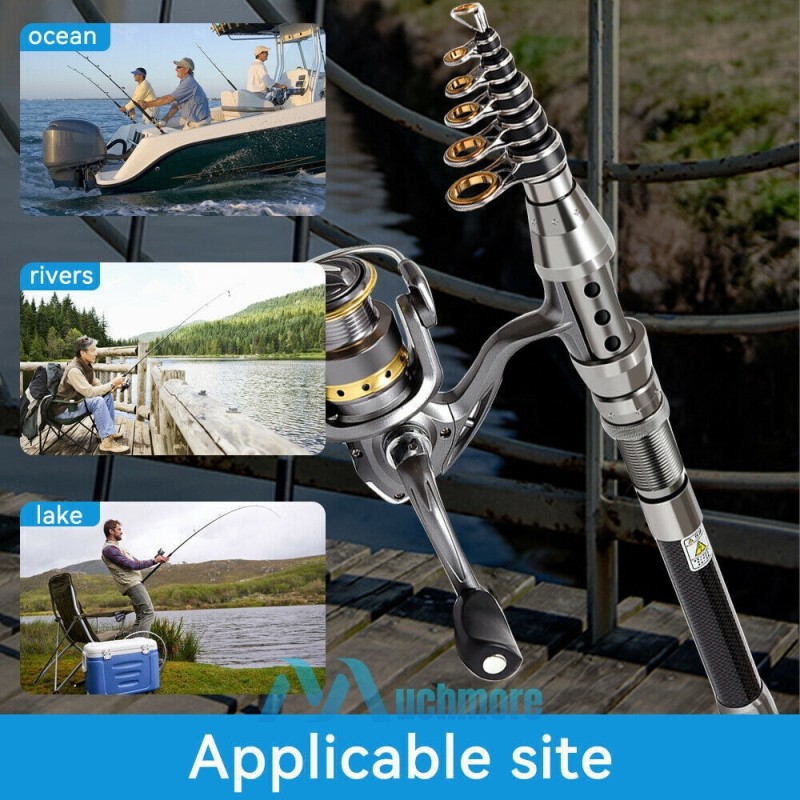 Telescopic Fishing Rod Pole Heavy Duty Carbon Fiber Sea Saltwater & Freshwater