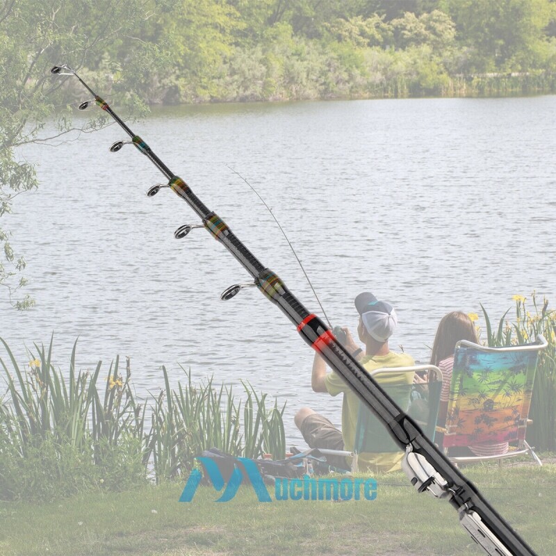 7ft Professional Telescopic Spinning Carbon Fiber Fishing Pole with 6 Rod Guides