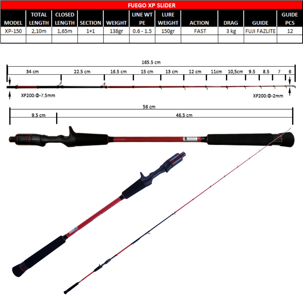 X-PARAGON Ryobi Saltwater Rubber Jigging Spiral Rod FUEGO XP Slider 150g