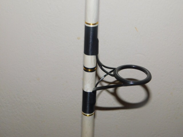 CUSTOM SPINNING ROD 7 FT 20-40 LB WHITE PEARL MARBLE NEW