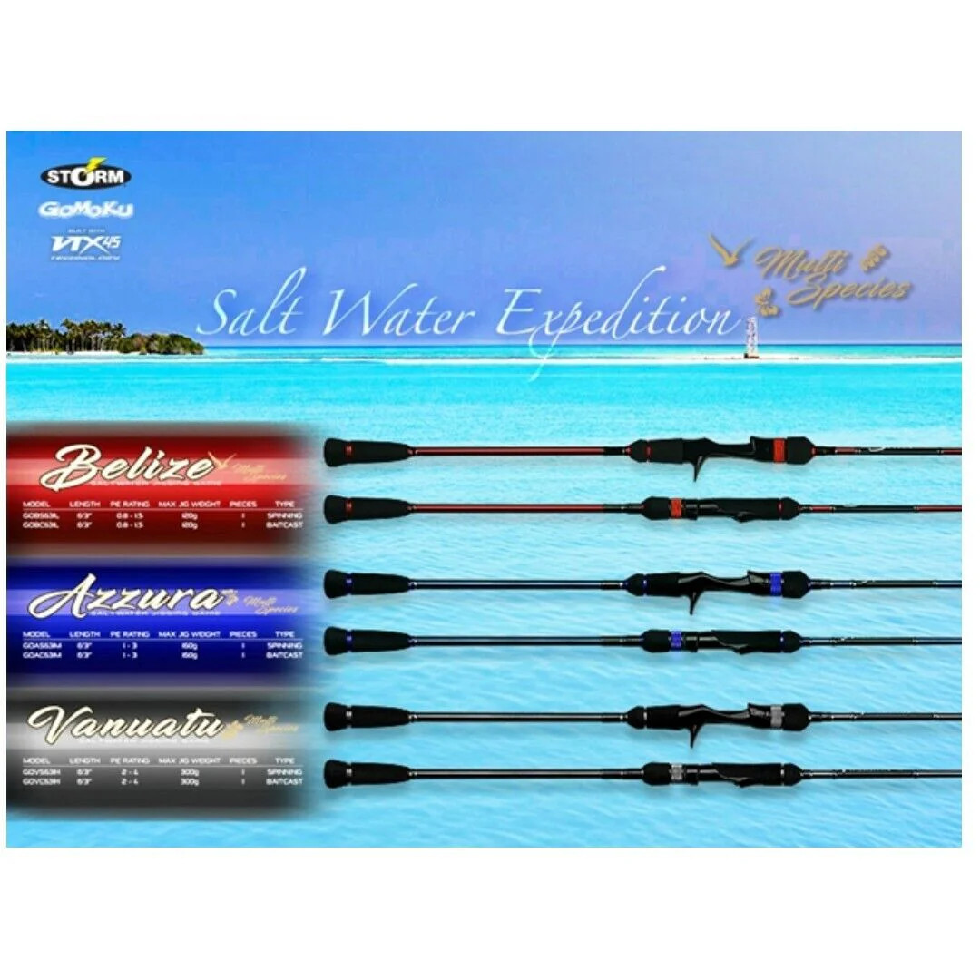Storm Gomoku AZZURRA 6’3″ 1 Piece PE1-3 GOAC631M Overhead Jigging Rod