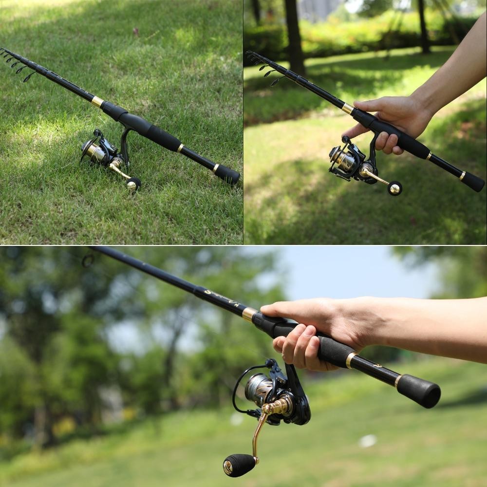 Sougayilang Telescopic Fishing Rod Carbon Fiber Ultralight Spinning Pole 1.8-2.4