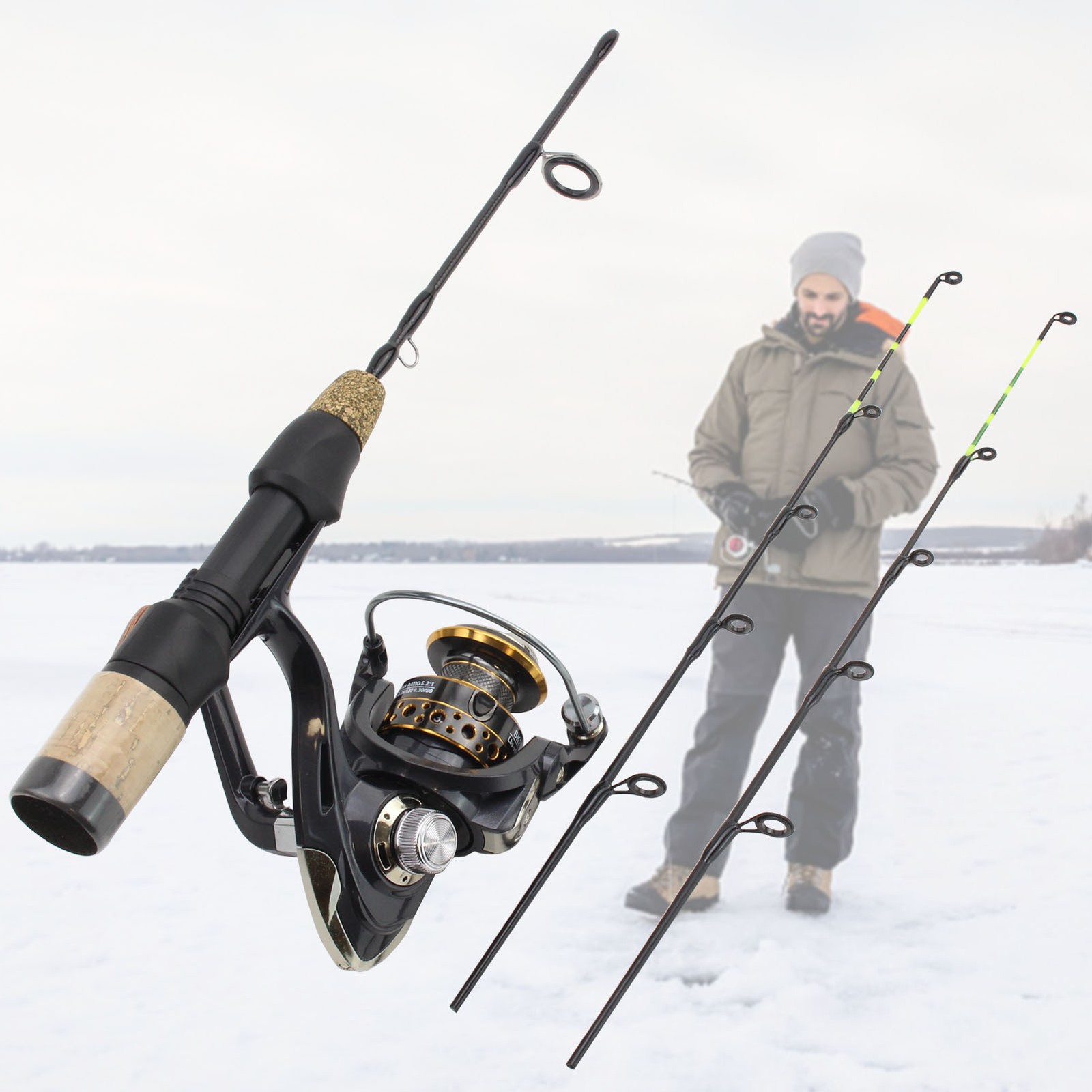 60cm Ice Fishing Rod Combo: Portable Winter Pole and Reel Set for Fishermen