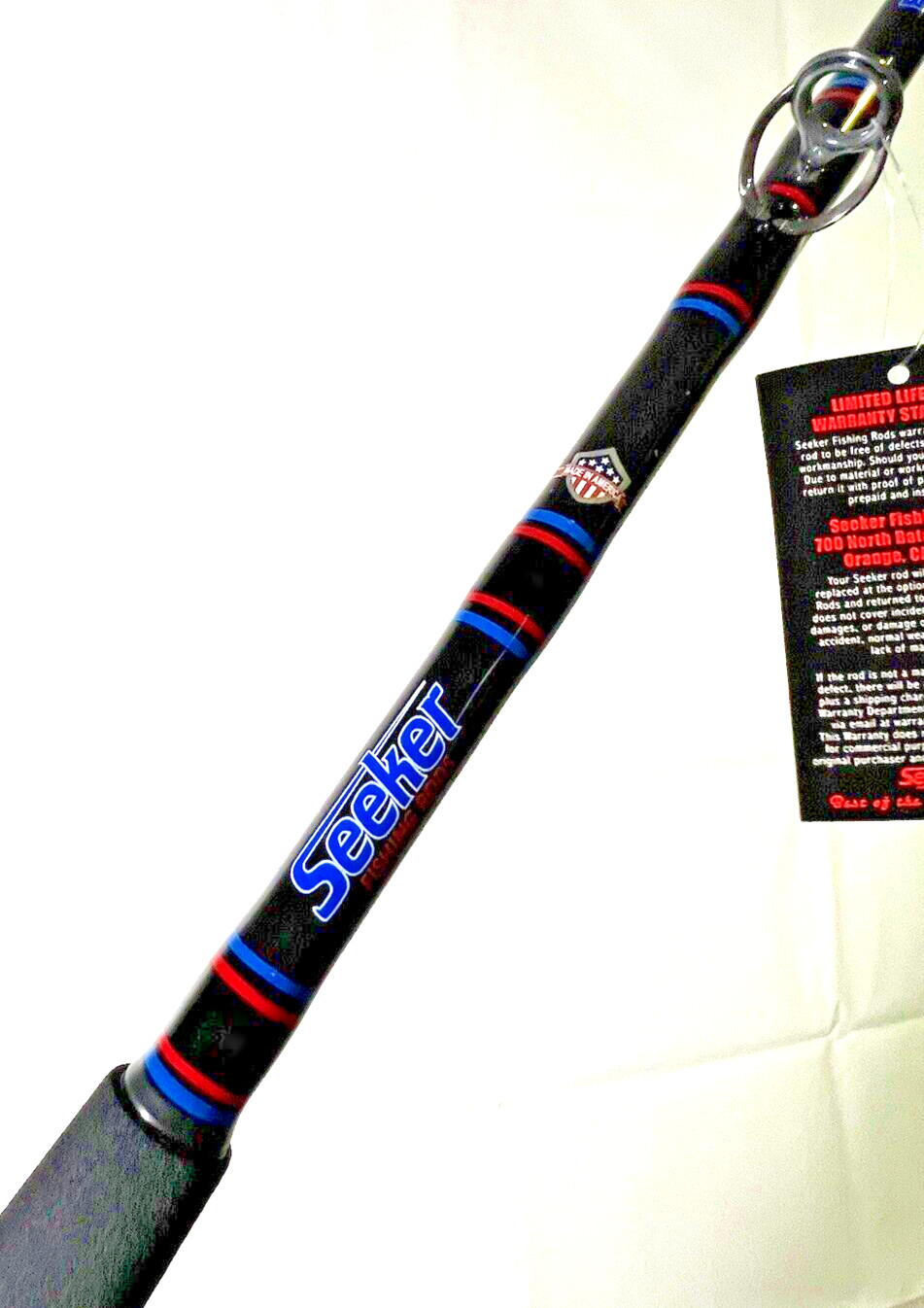 Seeker G 6465XH 6 1/2” Black Steel Graphite 40-80Lb Jig And Bait Fishing Rod USA