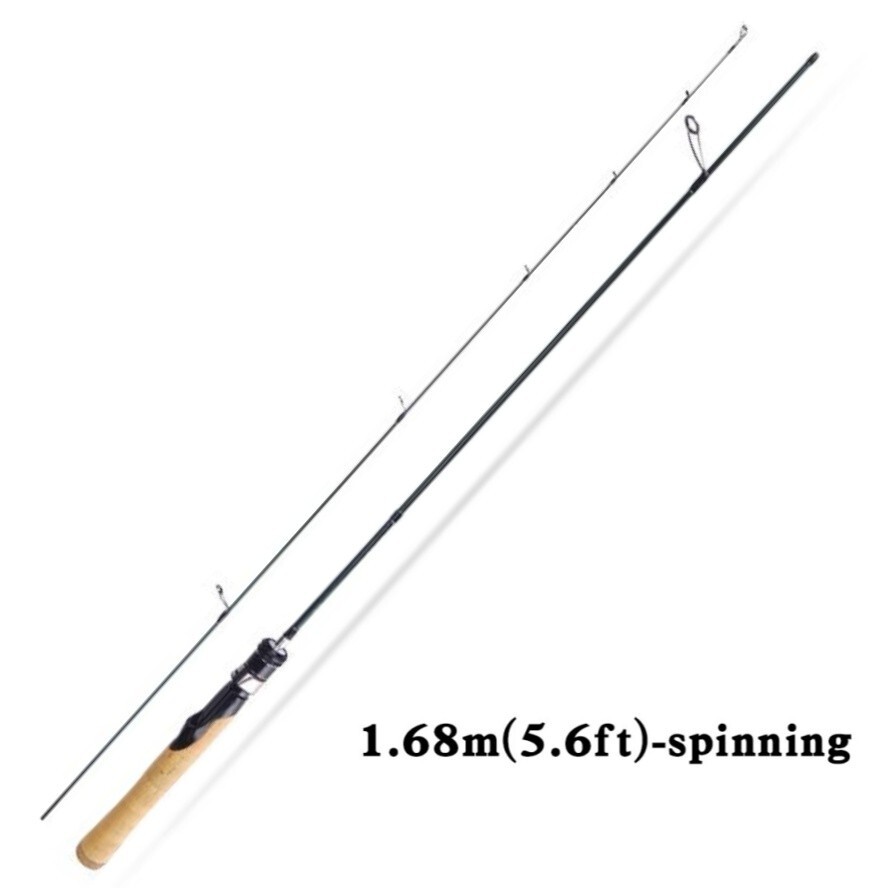 5.6ft Fishing Rod Travel Rod Spinning Casting Carbon Fiber Rod 2 Sections Pole