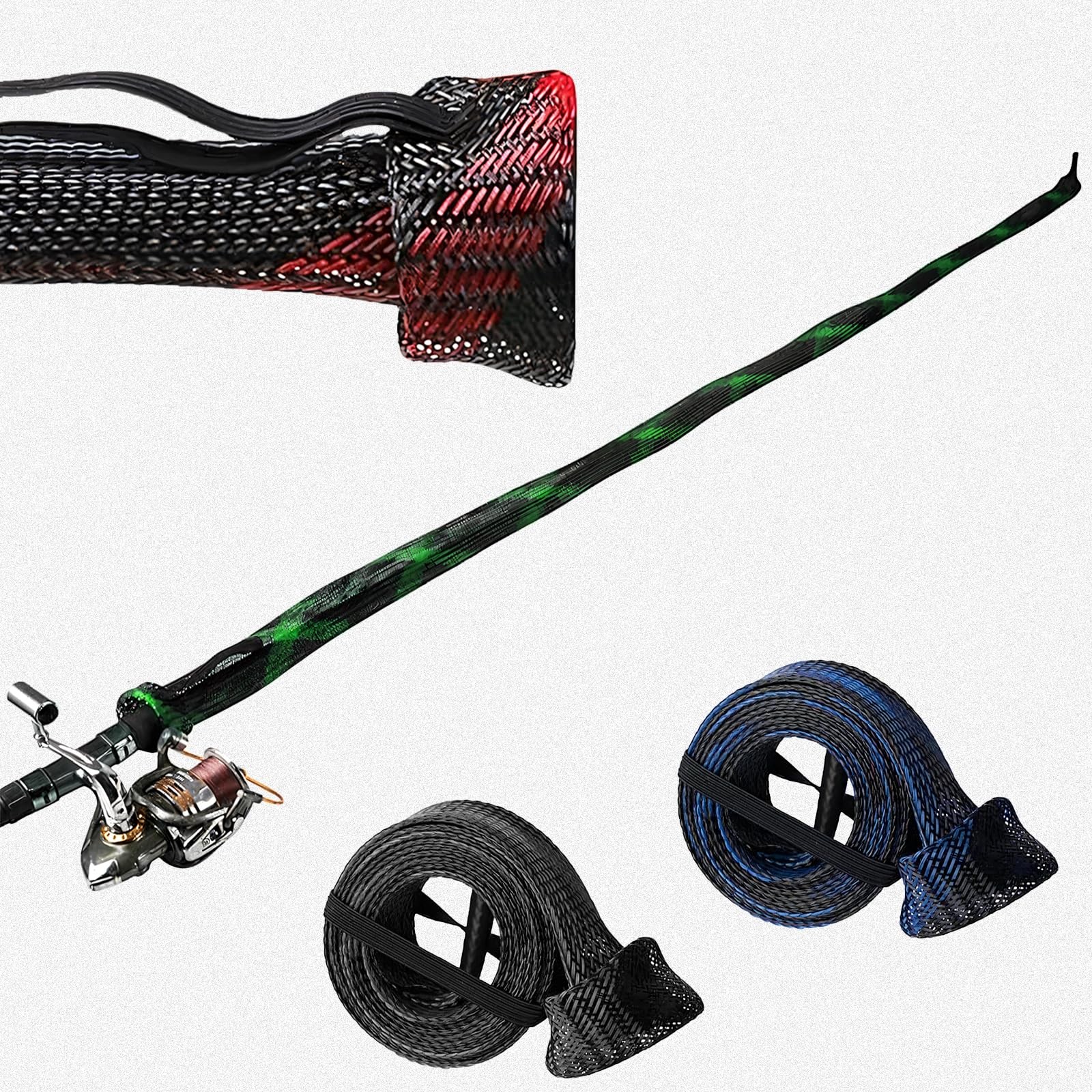 knitsoquo Fishing Rod Sleeve for Poles: Pole Red, Blue, Black, Green