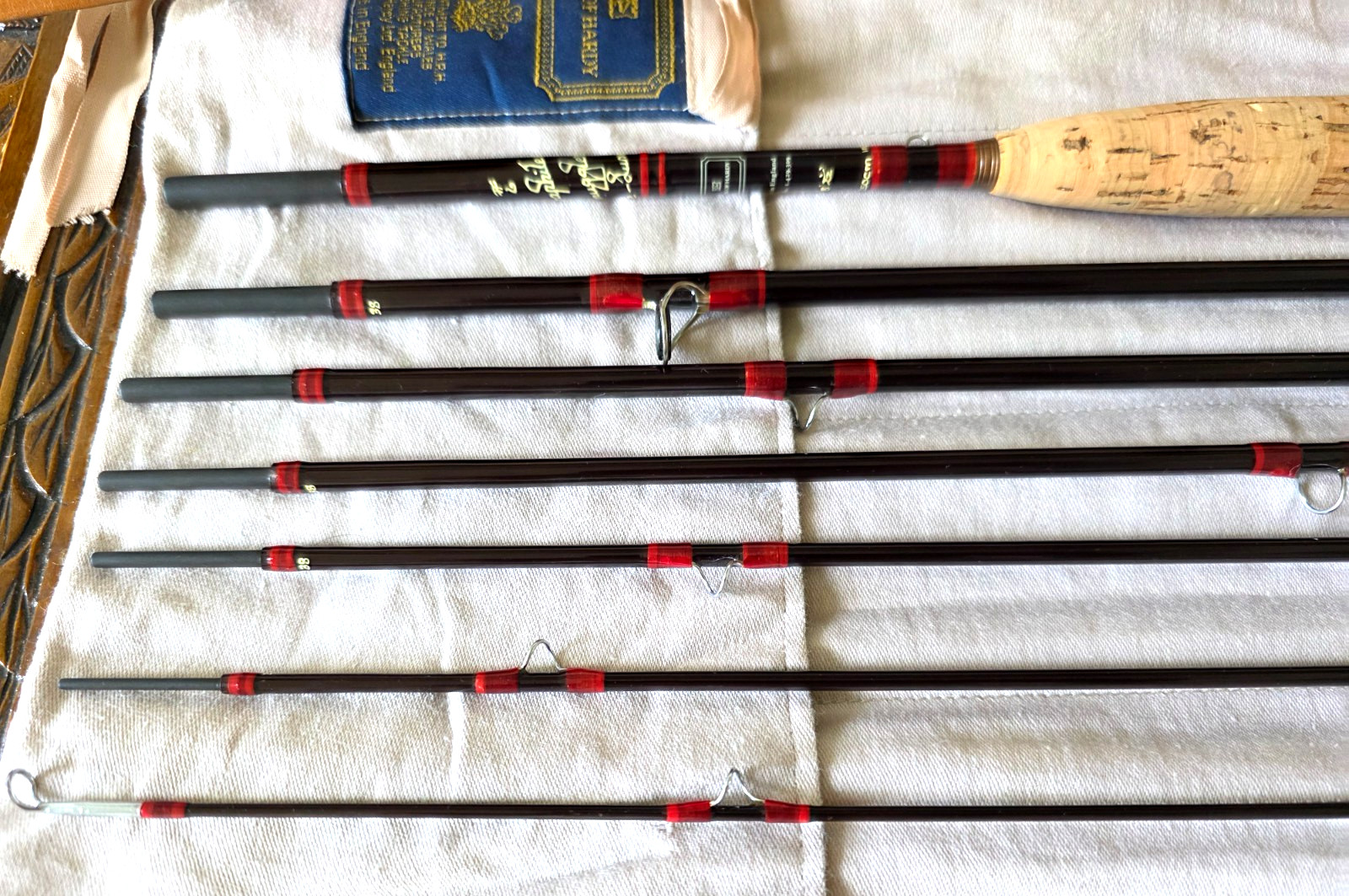 Hardy Smuggler De Luxe Fly Fishing Rod -8’2” -6WT -7PC -W/Leather Tube+Sock