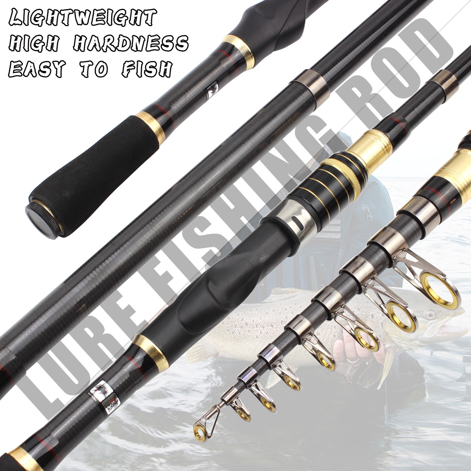 1.8M-3.0M Telescopic Fishing Rod Carbon Fiber Sea Fishing Pole Super Hard