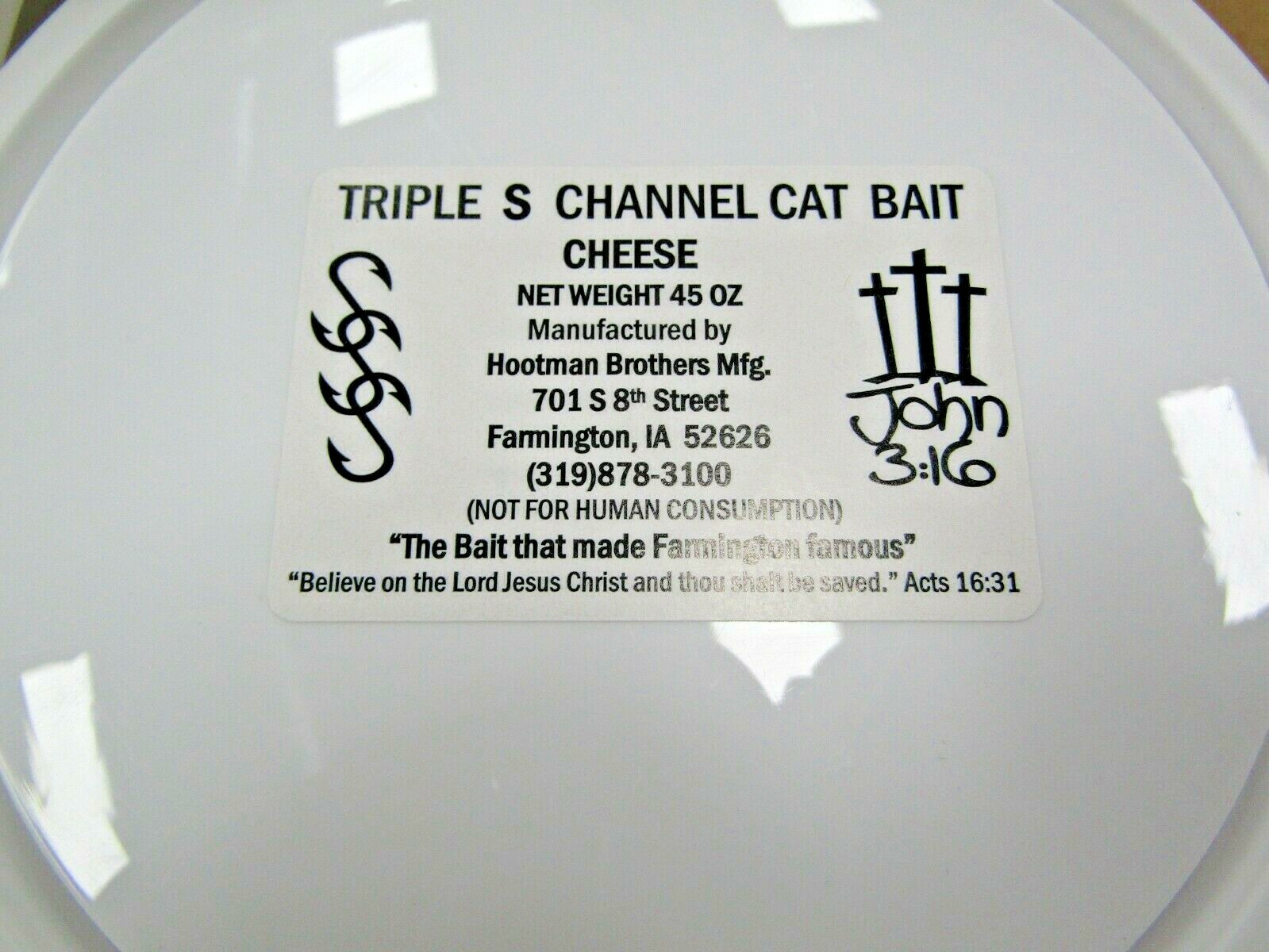 2 PAILS TRIPLE S CATFISH BAIT 1-CHEESE & 1-BLOOD SONNY’S SUPER STICKY 45oz PAILS