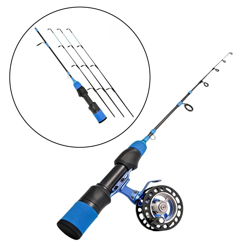 Short Carbon Ice Fishing Rod 57cm Soft Tuning 3 Tip Sections For Small Fish