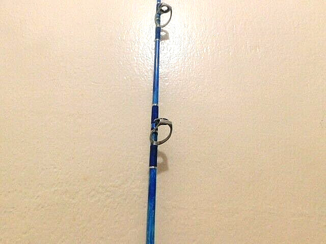 CUSTOM CONVENTIONAL ROD 7′ SEA BLUE PEARL MARBLE 25-50 LB TURBO GUIDES NEW
