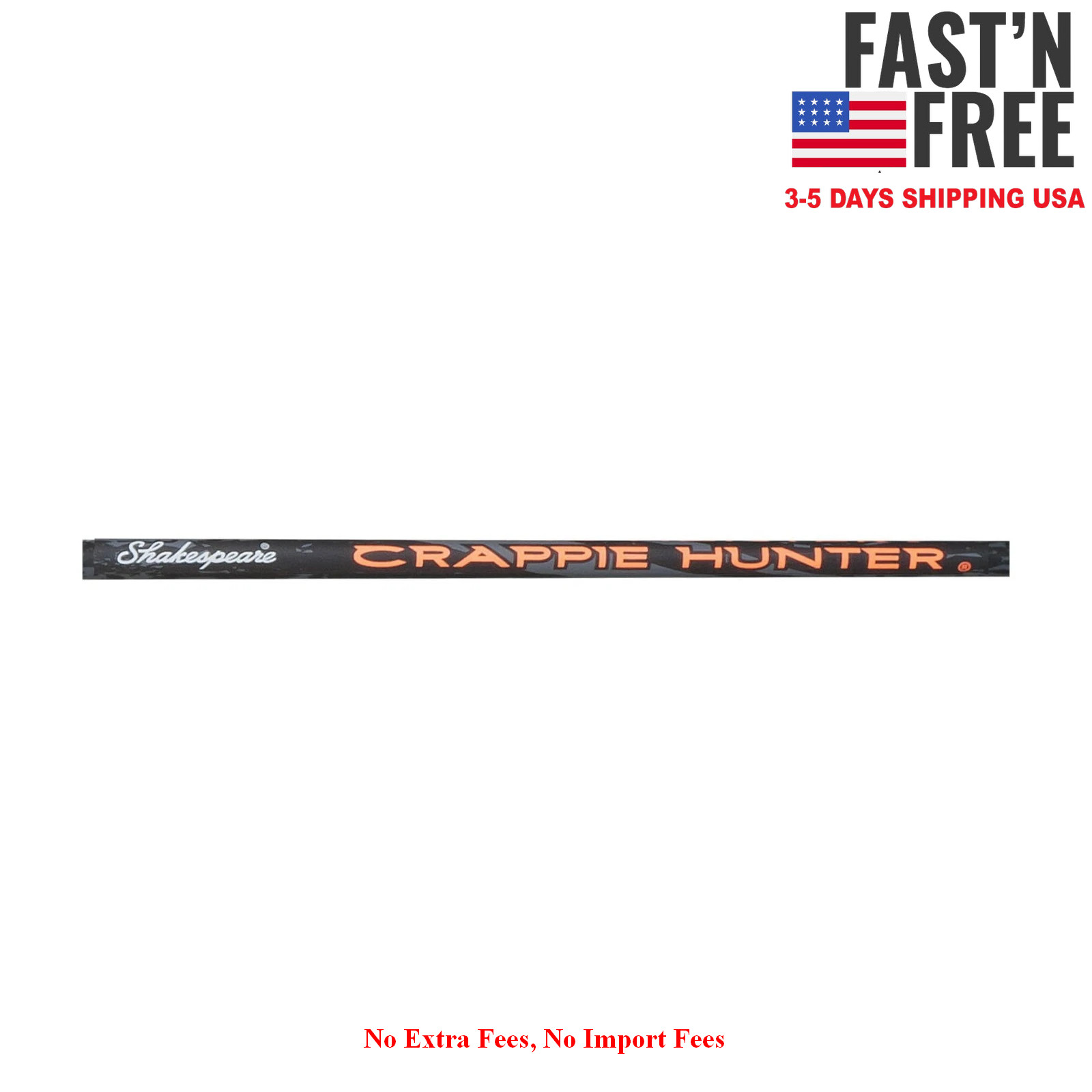 Shakespeare Crappie Hunter Spinning Rod, 10′ Light Fishing Rod, 2 Piece, NEW USA
