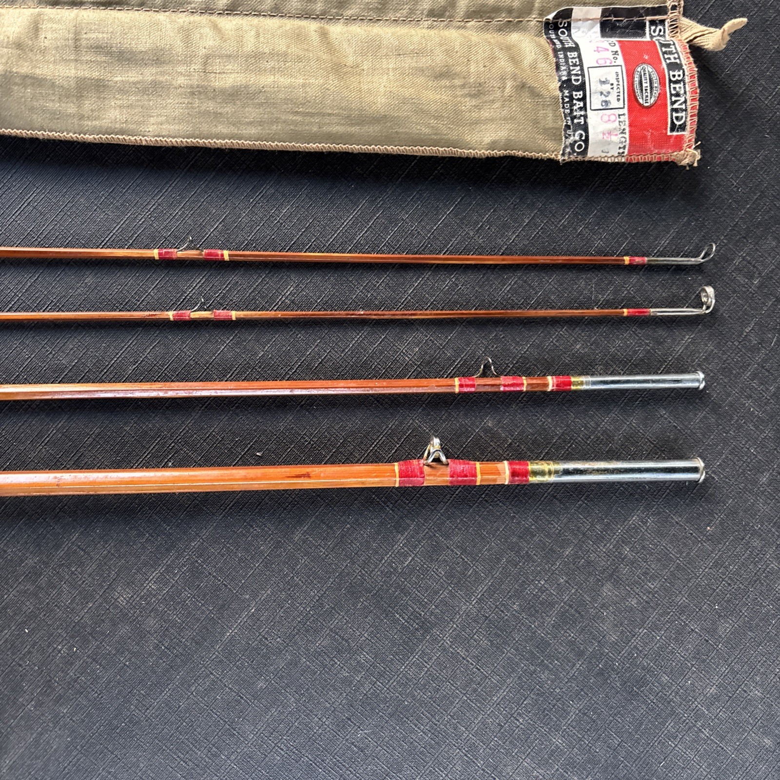 Vintage South Bend 346 Bamboo Fly Rod 8 1/2’ HDH or D W/ Sock