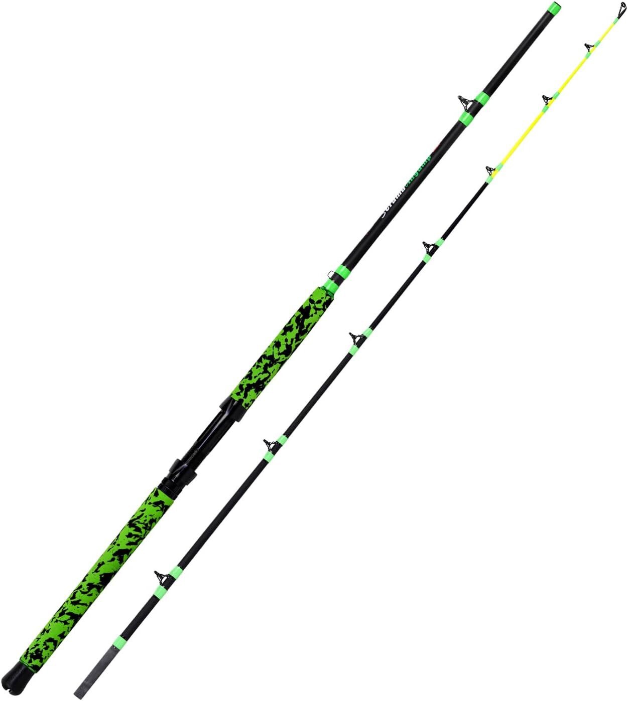 Catfish Fishing Rods 7’6″/8’6″/10’Green Catfish Rod 1 Piece/2 Piece Portable Tra
