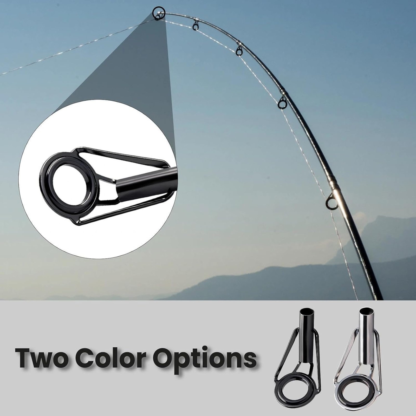 Fishing Rod Tip Repair Kit Stainless Steel Ceramic Guides Ring Replacement Set