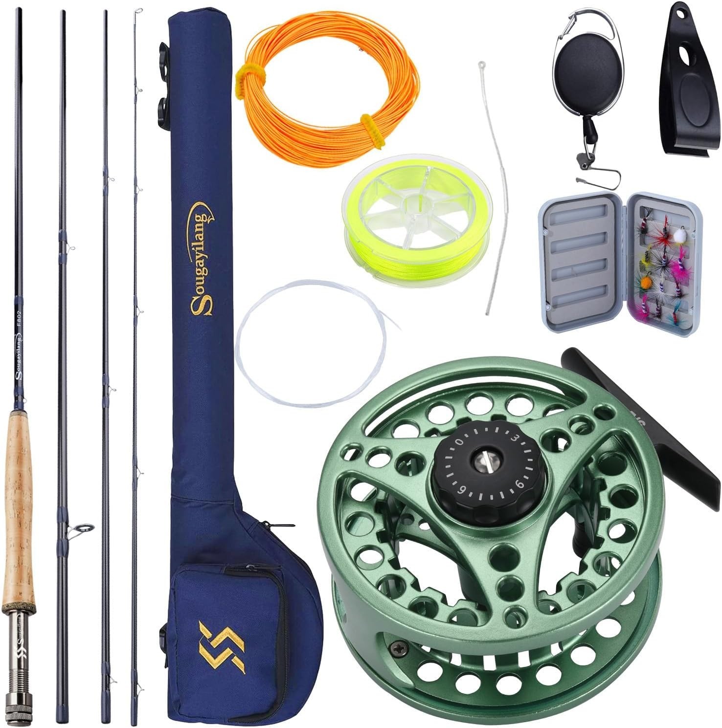 Saltwater Fly Rod 9ft, 4-Piece graphite rod, 5/6 Weight 8wt Fly Fishing Rod