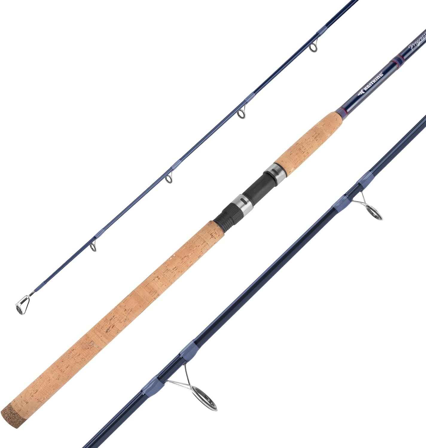 2PC Fiber Glass Fishing Rod Spinning Casting P-Cork Handles From 5’6” to 10’ L