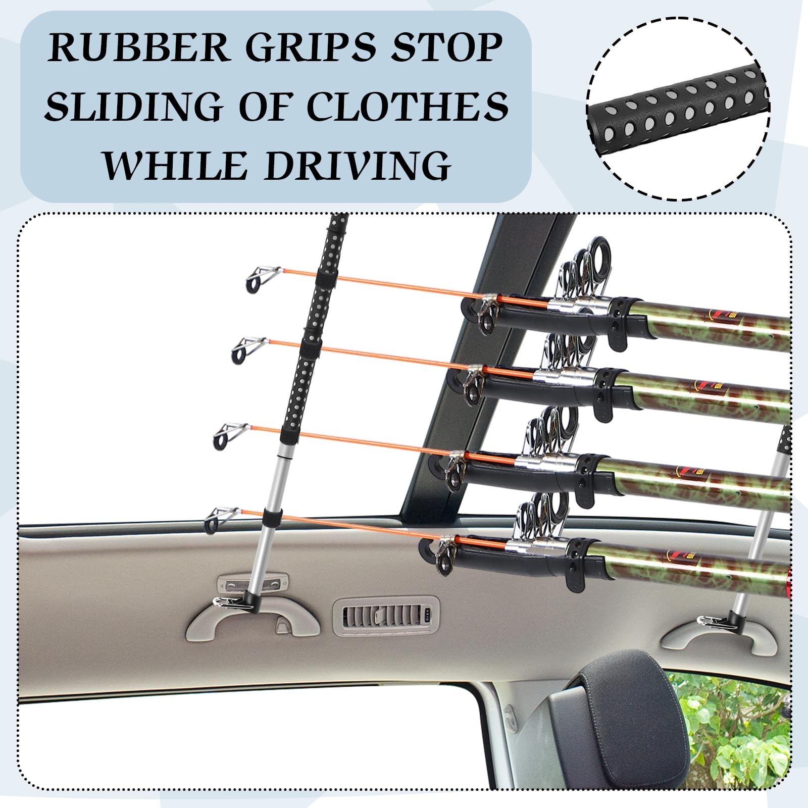 2 Pcs Fishing Rod Holder for Car Heavy Duty 35 to 64 inches, black