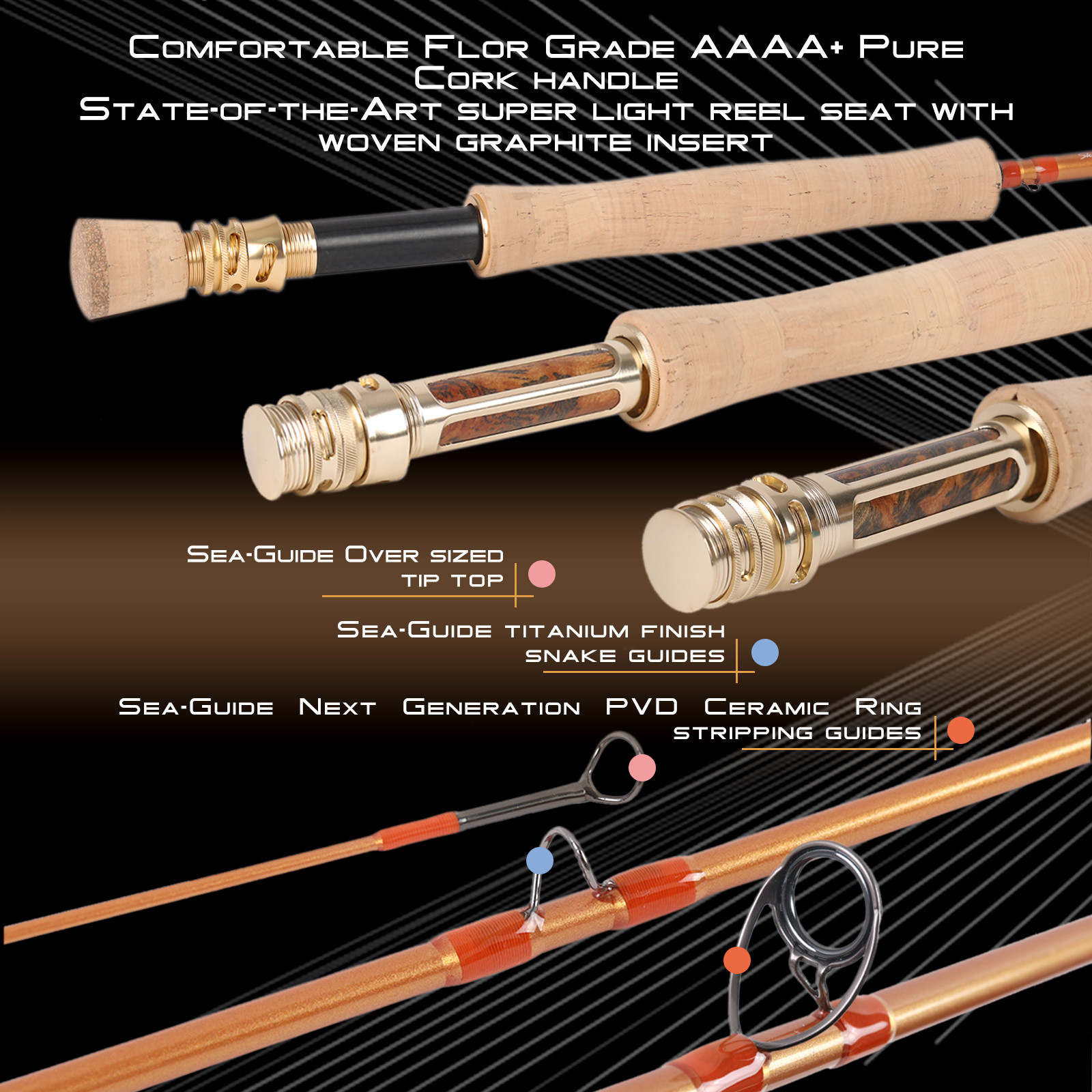 Maxcatch Skyhigh Gold Fly Fishing Rod 5/6/8WT 9FT with IM12 Toray Carbon Blank