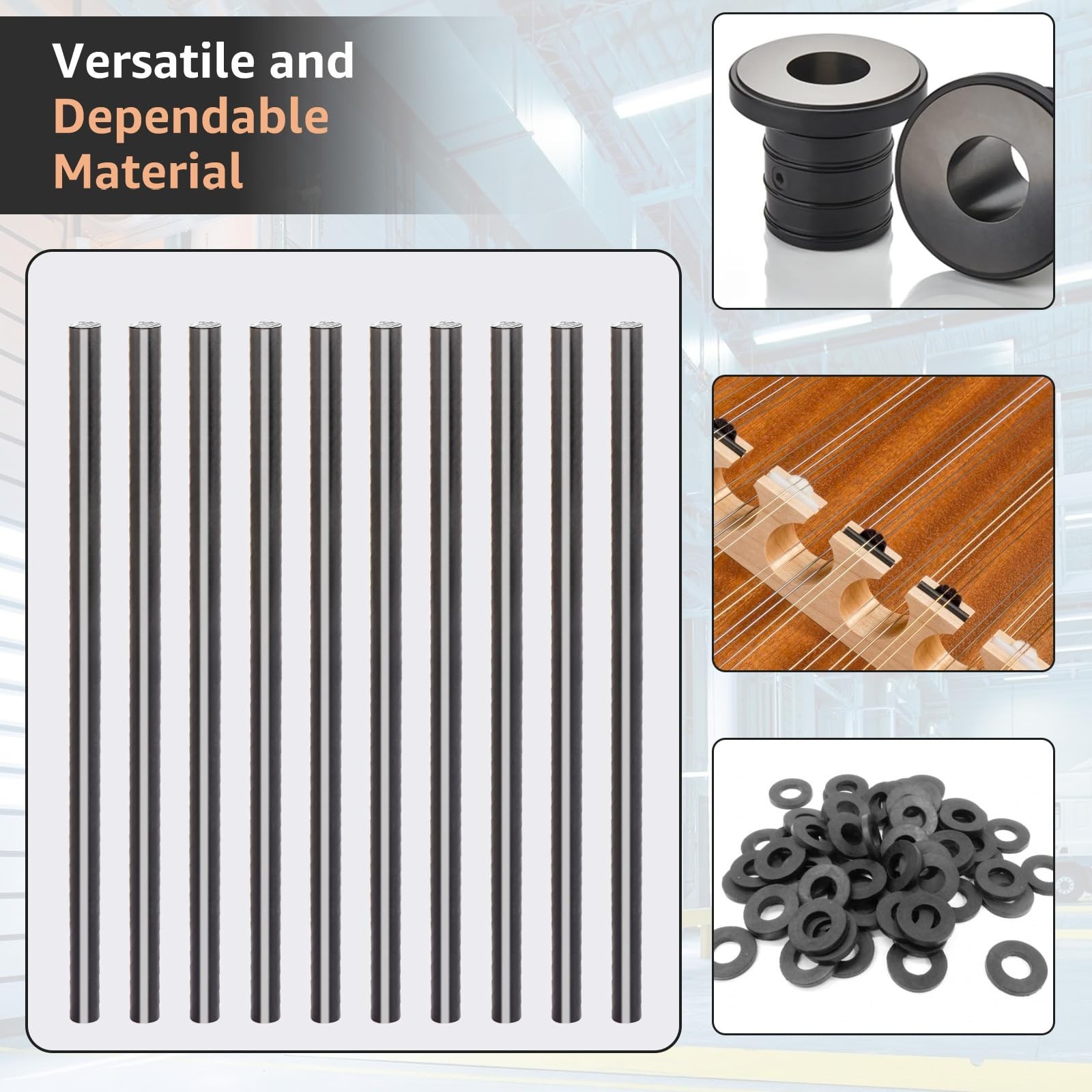 10 PCS Black Acetal Copolymer Rods 1/2″ Diameter x 12″ Length – Non-Marring Plas
