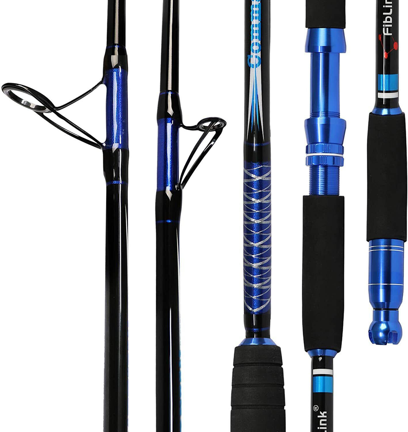 Saltwater Fishing Rod Jigging 2Piece Spinning Casting Portable Travel Jig Pole