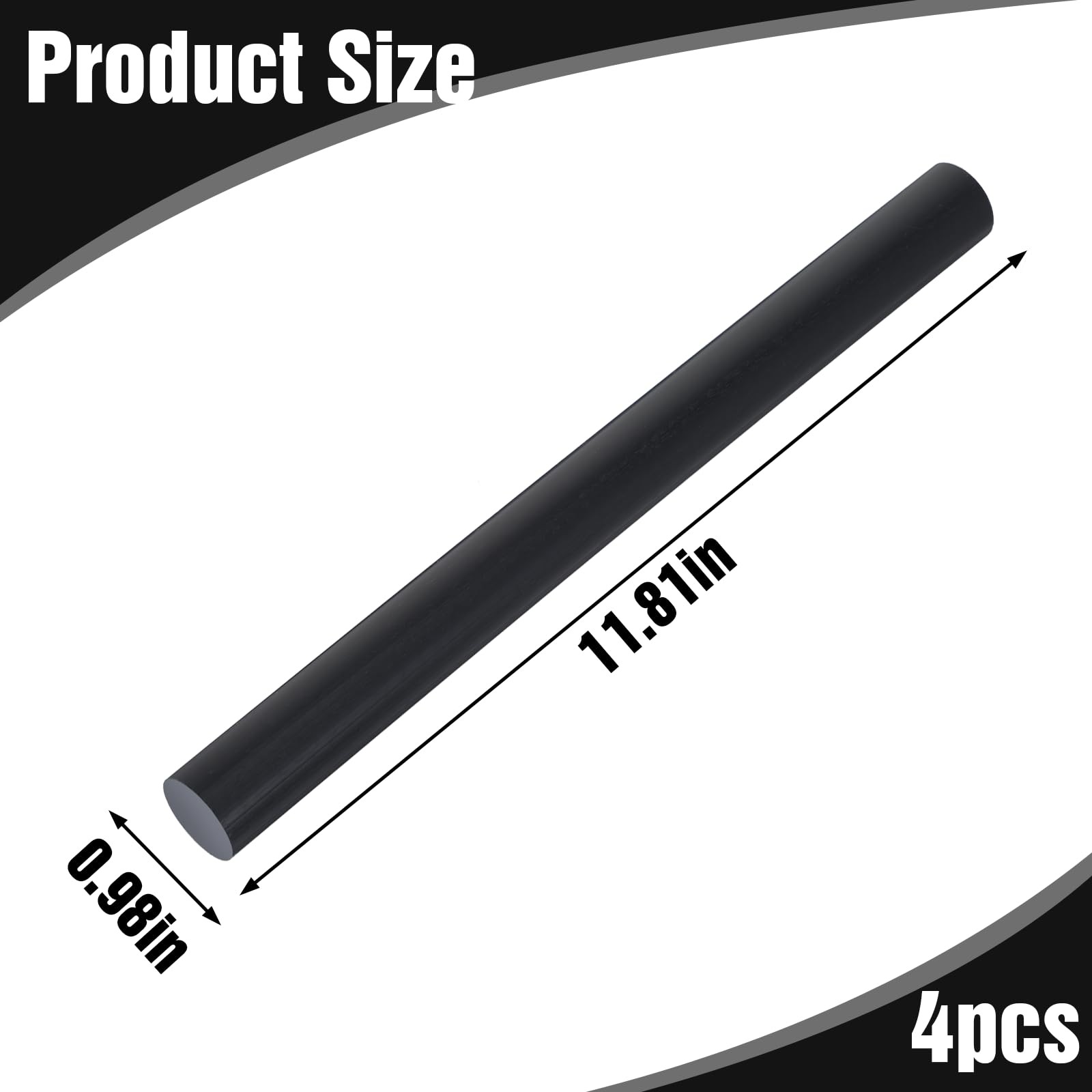 4 Pack Round Acetal Copolymer Rods, 1 Inch Diameter and 12 Inch Length Plasti…