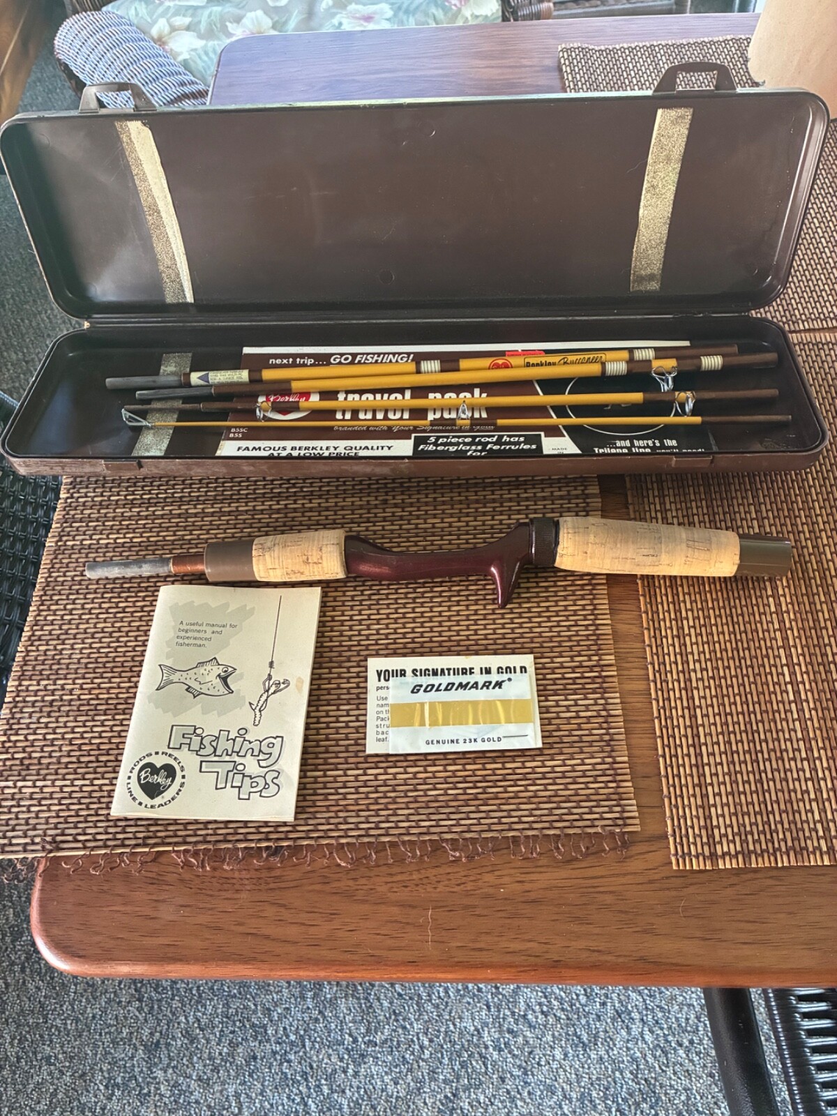 Vintage Berkley Buccaneer travel Pack – Fishing Rod B5SC 6′ Baitcaster 5 pc.
