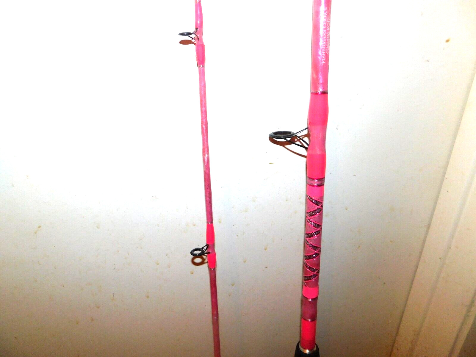 CUSTOM CASTING ROD 6’6″ 2 PC PINK PEARL MARBLE 10-20 LB NEW