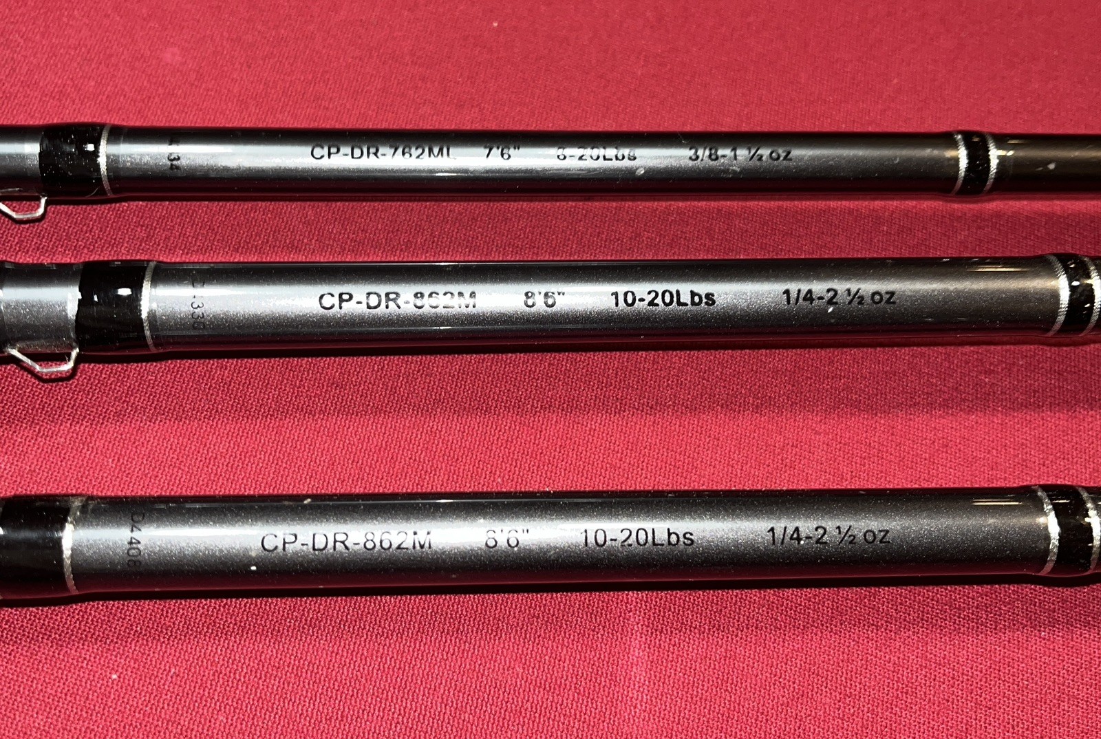 3 Okuma Classic Pro GLT Downrigger Rods(2ea CP-DR-862M & 1ea CP-DR-762M)