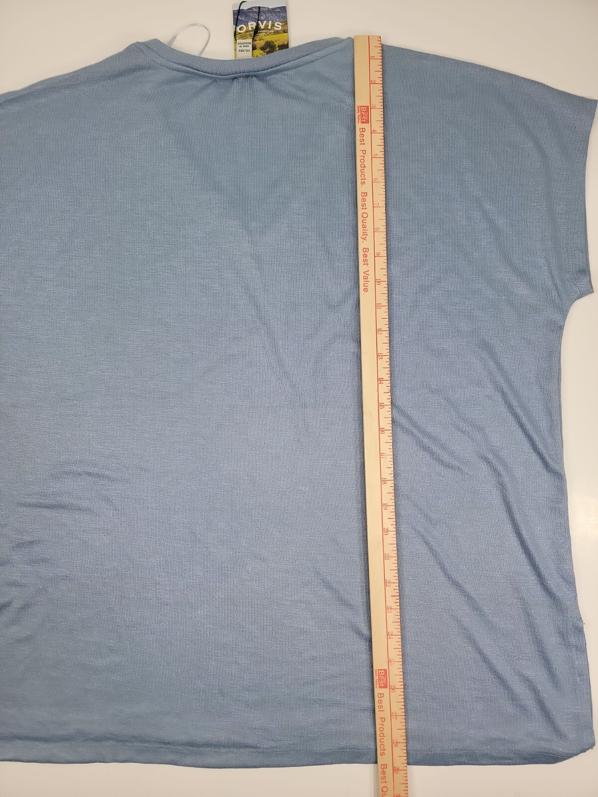 NEW Orvis Women’s Tunic Knit Top V-Neck Short Sleeves Side Slit Blue XXL 2XL NWT