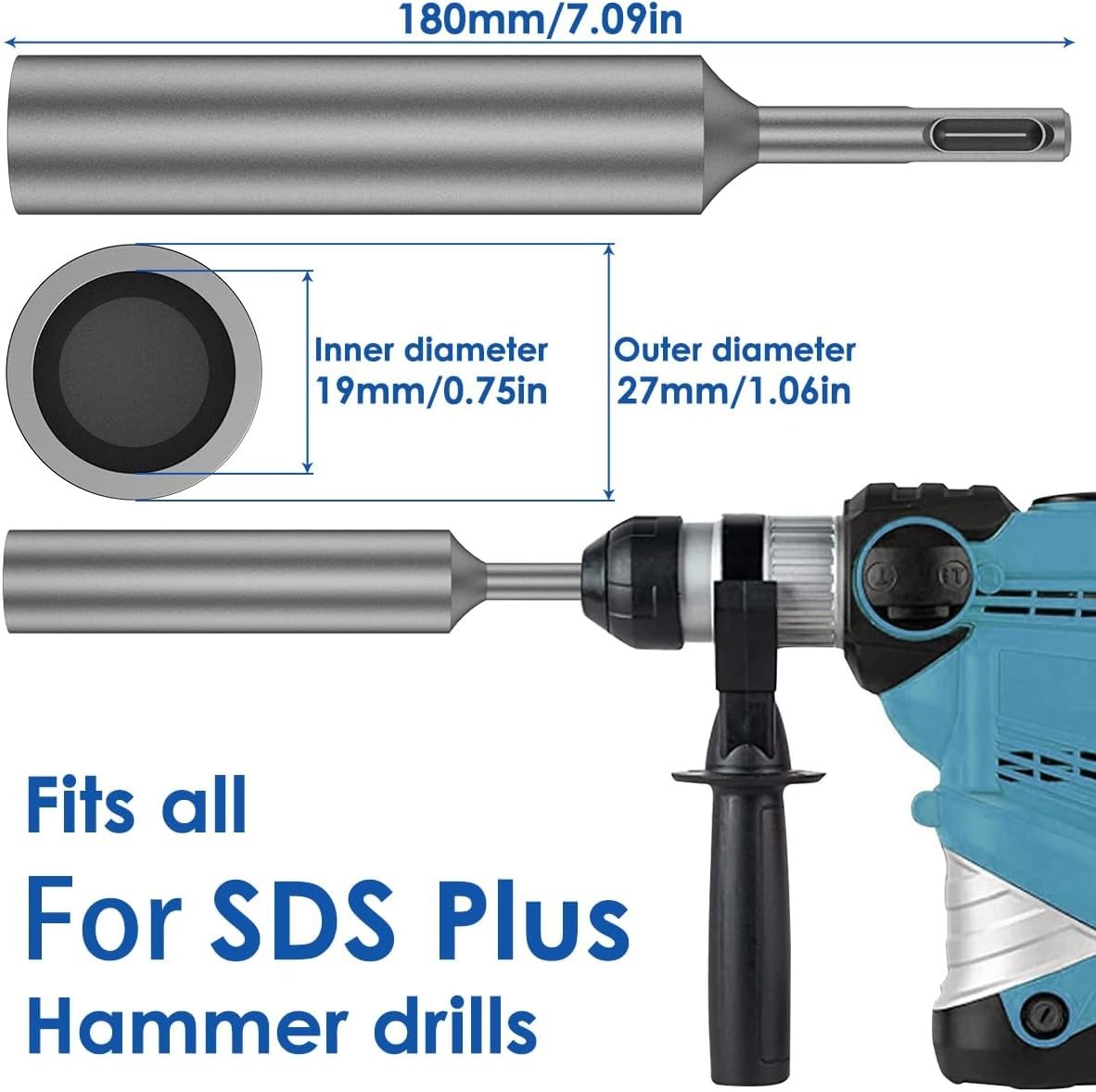 Hardened Steel Ground Rod Drivers – 2-Piece SDS Plus Set for Easy Installation