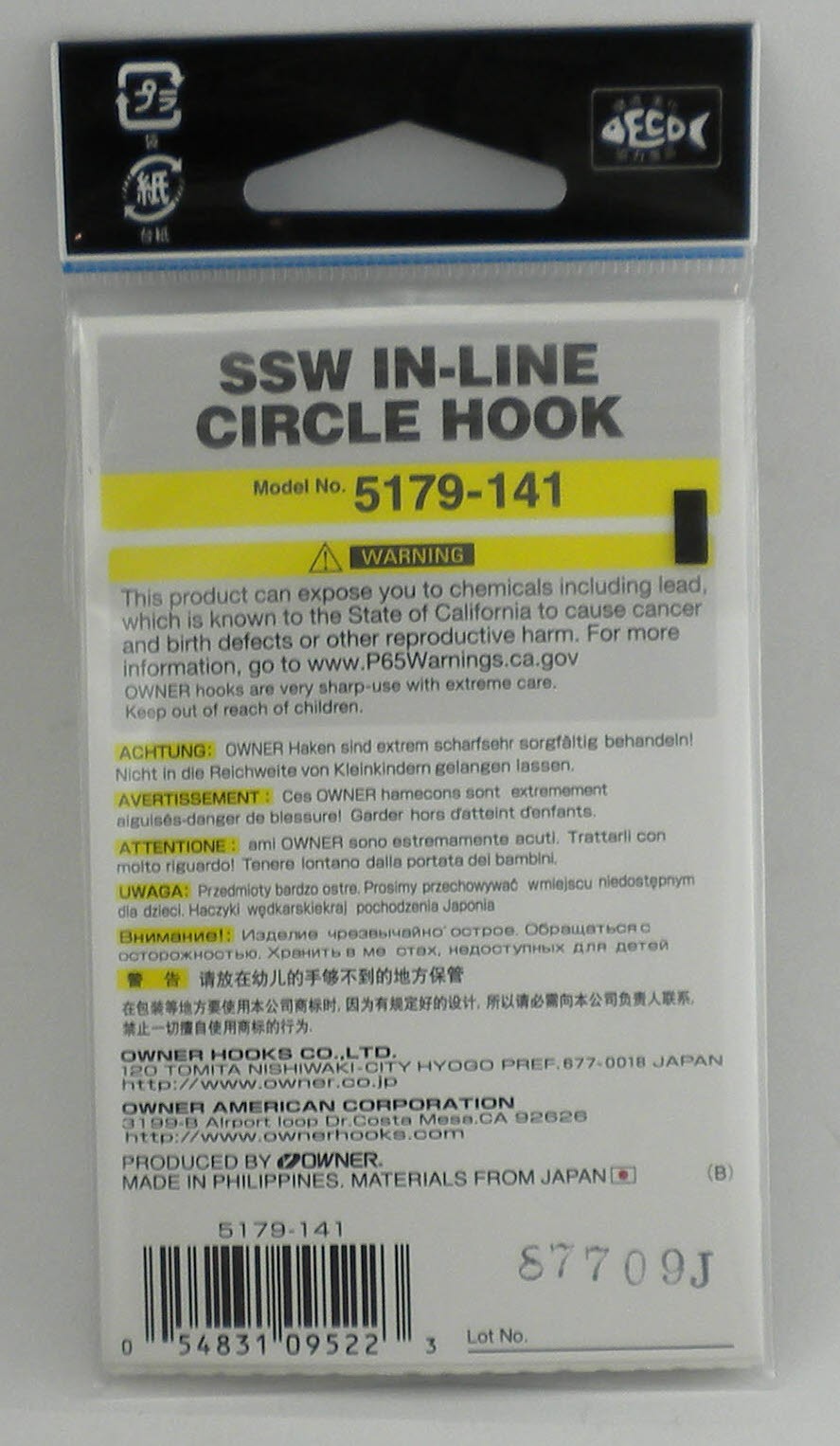 Owner 5179-141 SSW Inline Circle Hook Black Chrome Size 4/0
