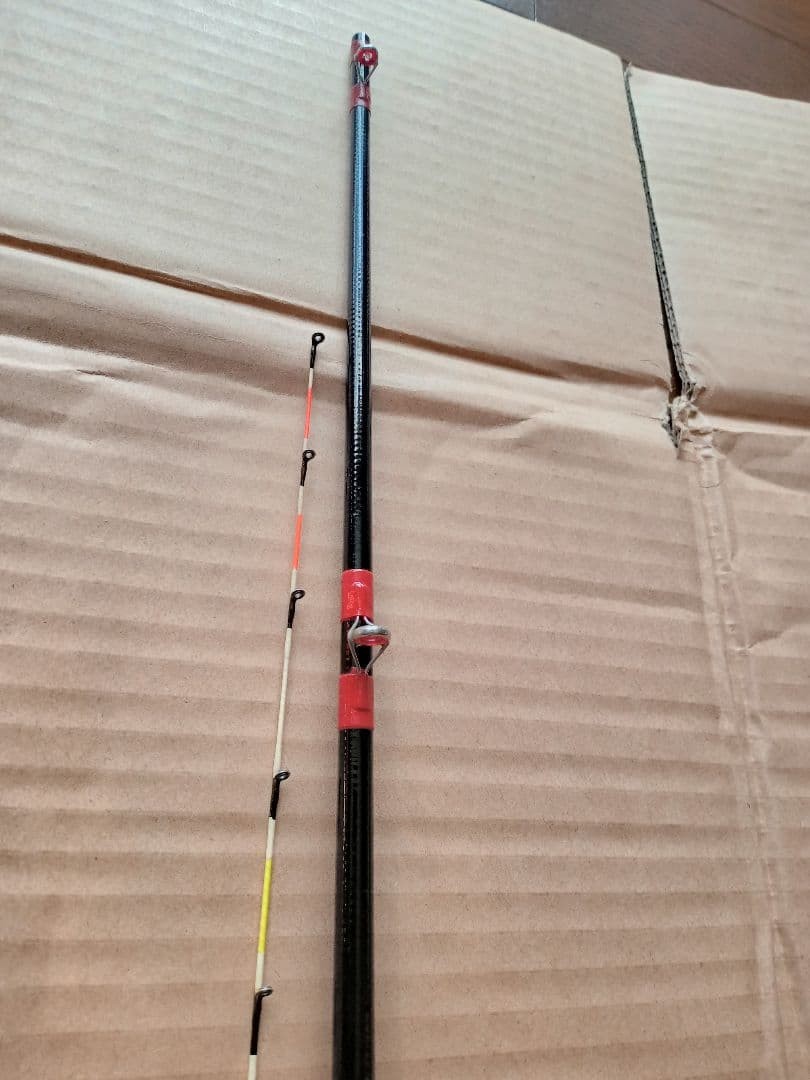 Chinu Bamboo Raft Fishing Pole 200cm, Fuji Guides, Wooden Grip, Used
