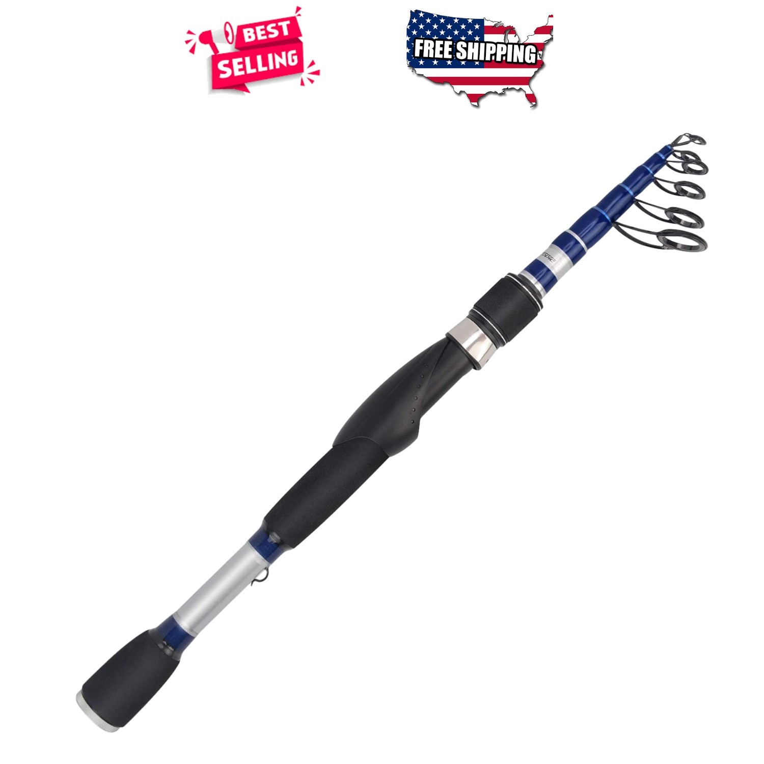 Telescopic Fishing Rod Combo 7ft Medium Heavy Spinning Reel Travel Portable 17in