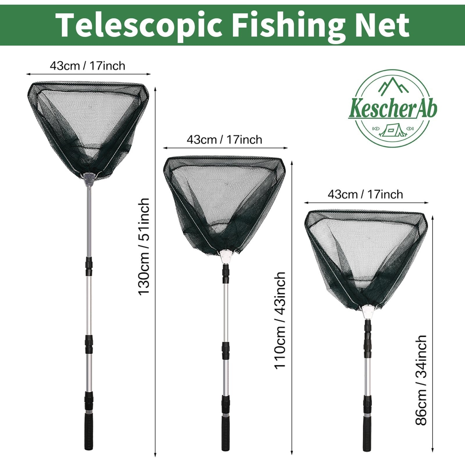 Fishing Net, Fishing Landing Net with Pole Handle, Collapsible Telescopic Fis…