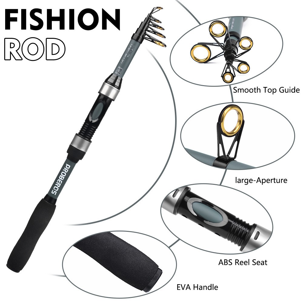 Telescopic Fishing Rod Glass Fiber Portable Saltwater/Freshwater Fishing Tool